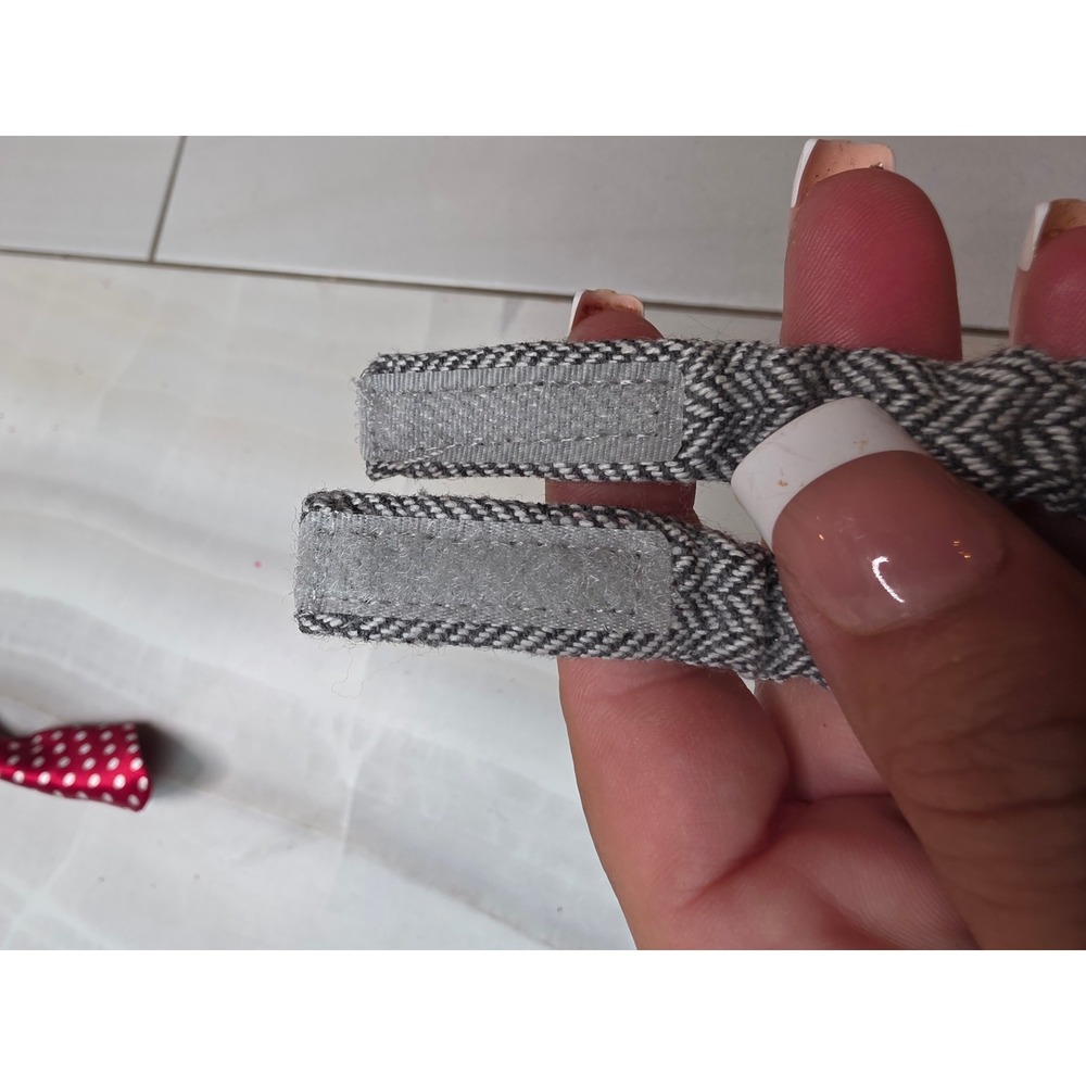 Lot of 2 Pet Neckties Red Polka Dot and Grey Herringbone for Small Dogs Cats A2 - Picture 8 of 16
